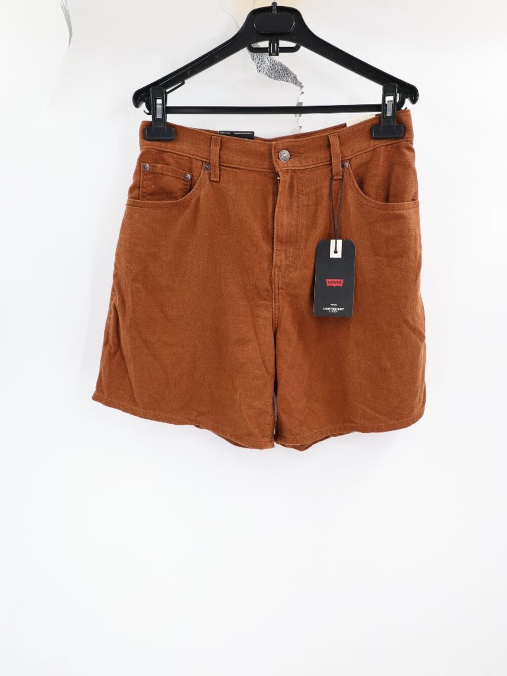 NWT Levi's Shorts Womens 28 High Rise Baggy 6'' Lightweight Linen Blend Brown